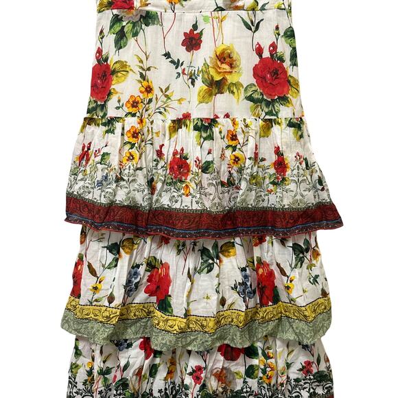 Alice + Olivia Valencia Floral Print Cotton Tiered Maxi Dress Size 0 - Picture 4 of 16